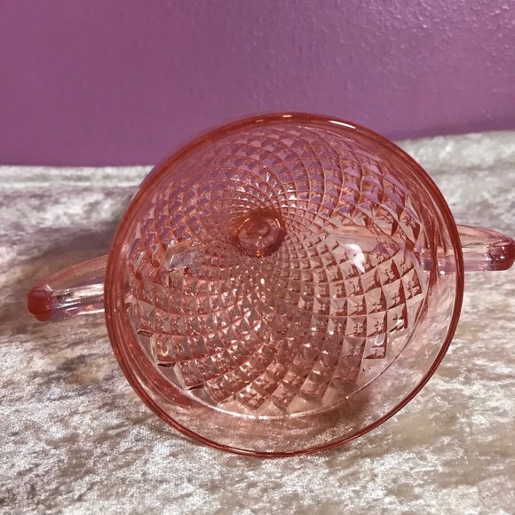 Anchor Hocking Fun Miss America Pink Vintage Sugar Dish GUC Retro Kitchen Server - Picture 4 of 5